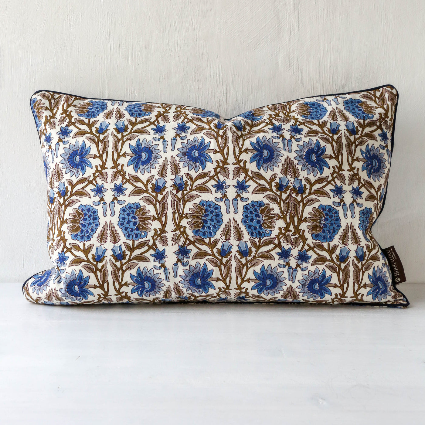 Deoli Block Printed Cushion - Indigo Oblong