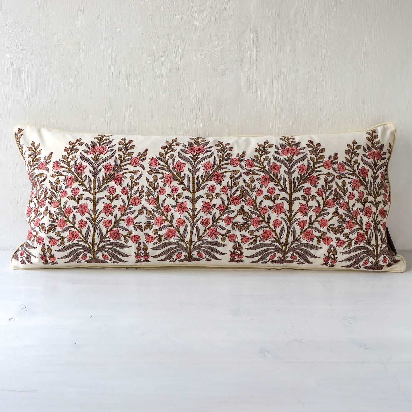 Long Slim Cushion - Jasmine Rose Block Print