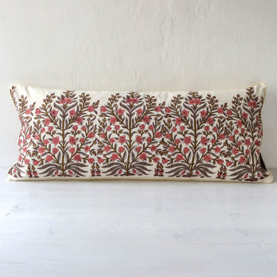 Long Slim Cushion - Jasmine Rose Block Print