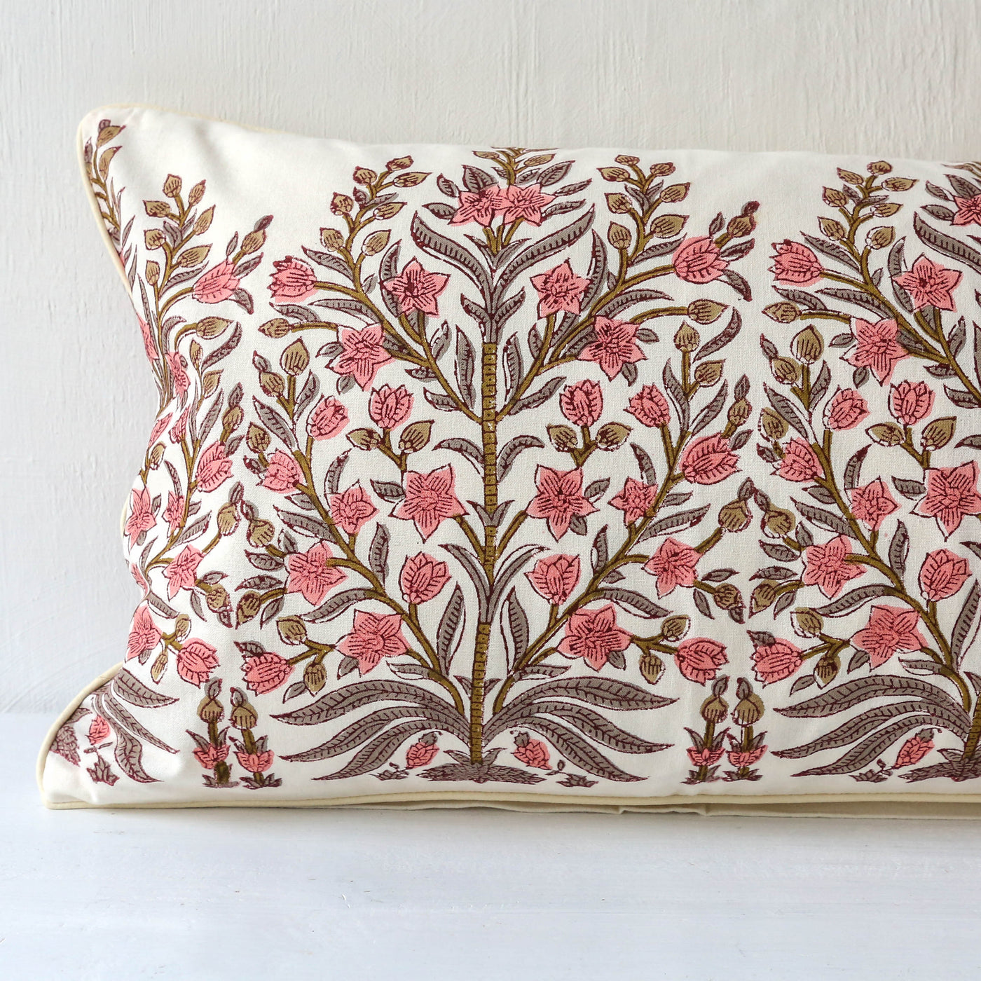 Long Slim Cushion - Jasmine Rose Block Print