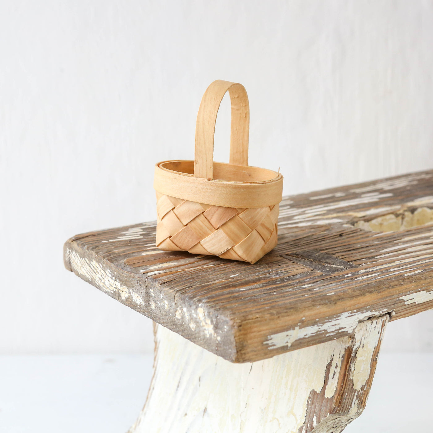 Teeny Tiny Braided Chipwood Basket with Handle