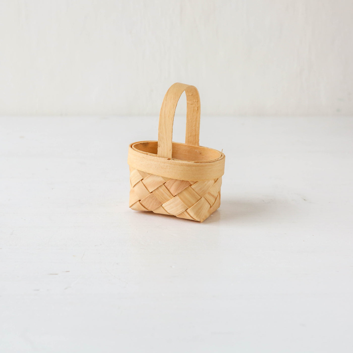 Teeny Tiny Braided Chipwood Basket with Handle