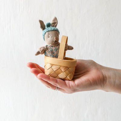 Teeny Tiny Braided Chipwood Basket with Handle