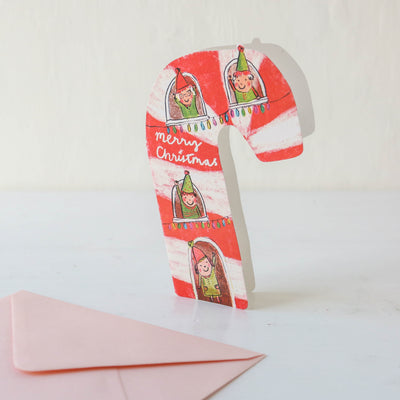 Christmas Candy Cane House Card