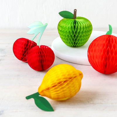 Medley of Honeycomb Fruit Decorations - Set of 4