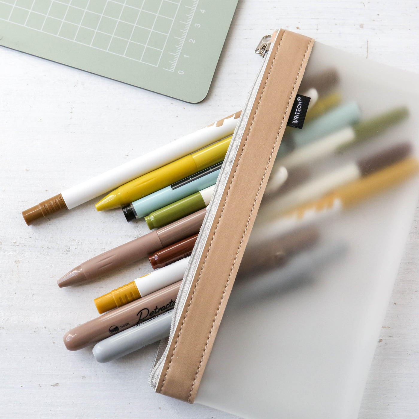 Nine Pen & Pencil Case Kit - Green Yellow Brown