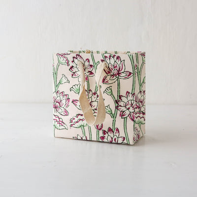 Hand Block Printed Paper Gift Bag - Cherry
