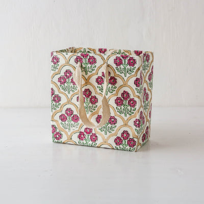 Hand Block Printed Paper Gift Bag - Cherry