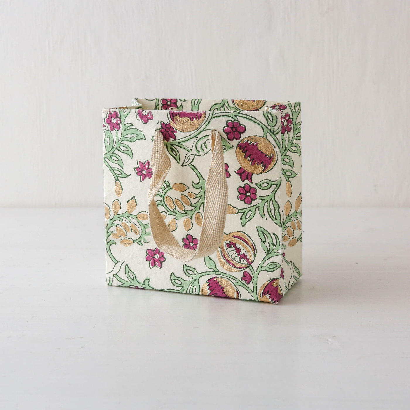 Hand Block Printed Paper Gift Bag - Cherry