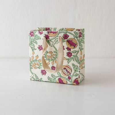 Hand Block Printed Paper Gift Bag - Cherry