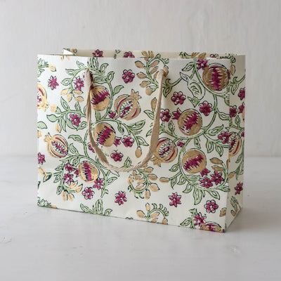 Hand Block Printed Paper Gift Bag - Cherry