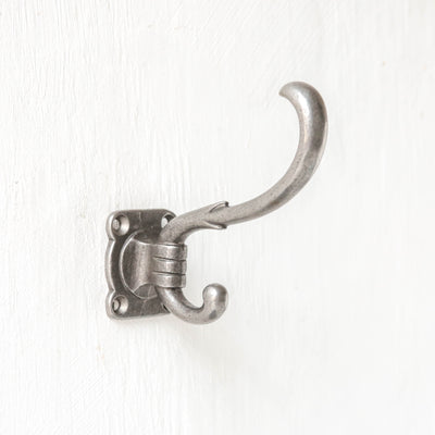 Double Cast Iron Curly Coat Hook