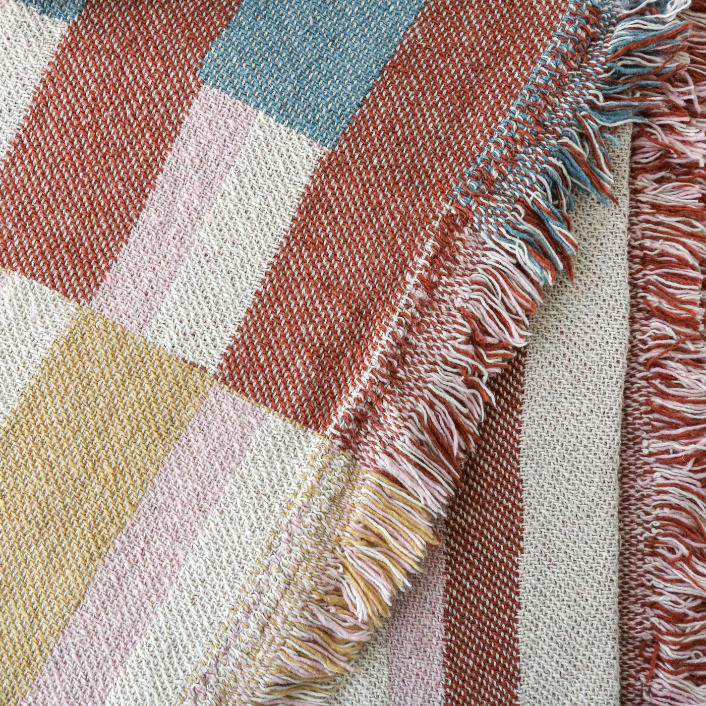 Lane Recycled Cotton Throw - Brown & Pink