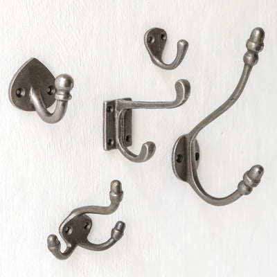 Double Cast Iron Curly Coat Hook