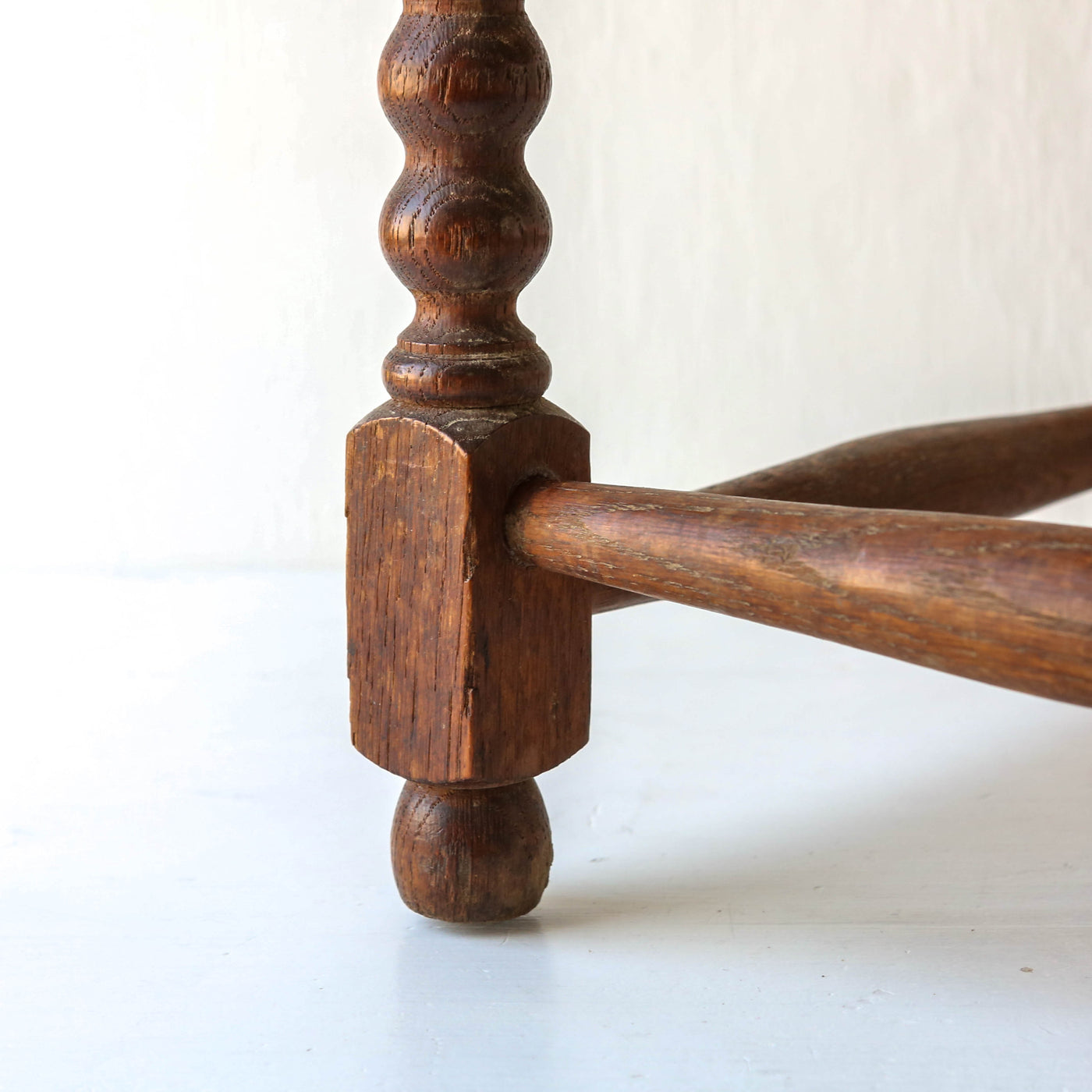 Vintage Oak Foot Stool with Rush Seat - Design 1