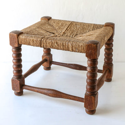 Vintage Oak Foot Stool with Rush Seat  - Design 2