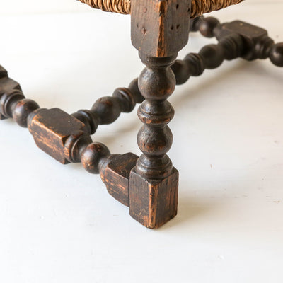 Vintage Oak Foot Stool with Rush Seat  - Design 3