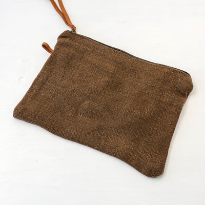 Soft Jute Pouch with Zip Pull