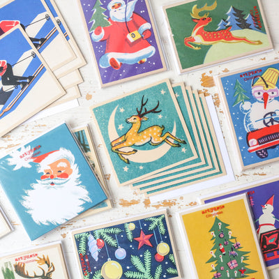 'Deer and the Moon' Vintage Matchbox Card Pack of 5