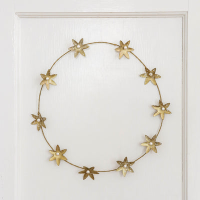 30cm Antique Gold Star Flower Wreath