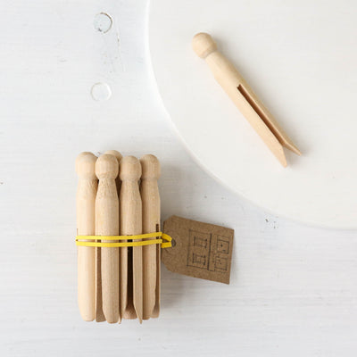 12 Traditional Wooden Clothes Pegs