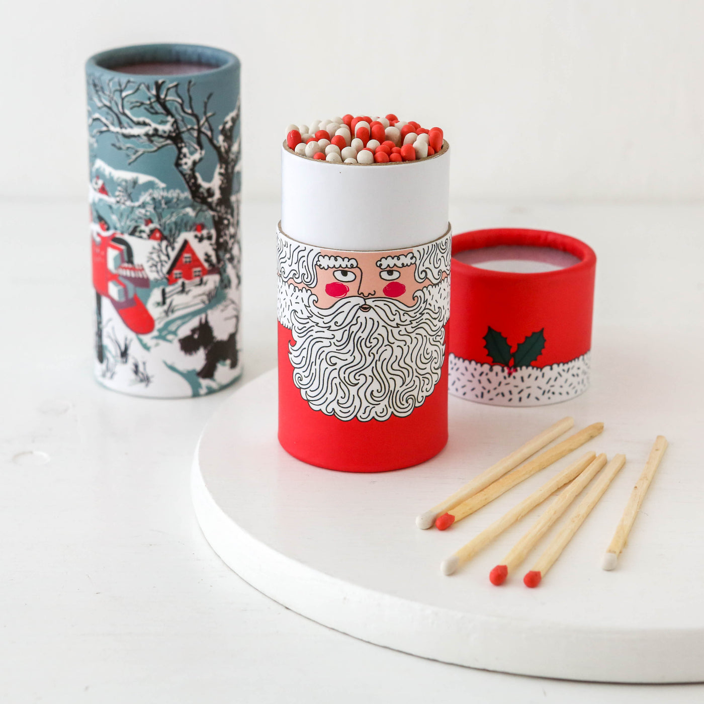 Father Christmas Large Festive Cylinder Matches