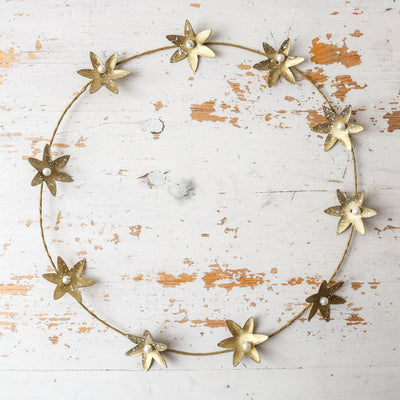 30cm Antique Gold Star Flower Wreath