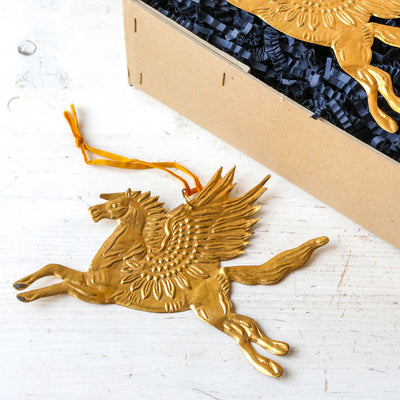 Pegasus Decoration - Pressed Antique Brass