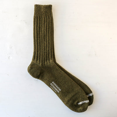 Wool Ribbed Socks by Nishiguchi Kutsushita