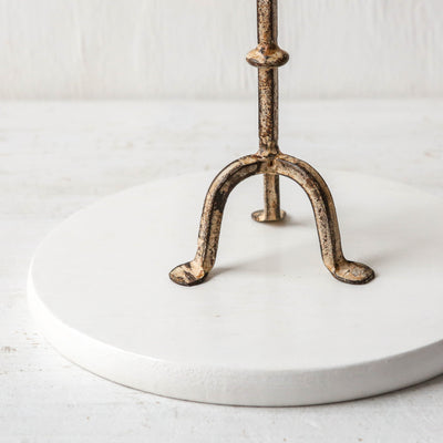 Distressed Metal Pillar Candle Holder