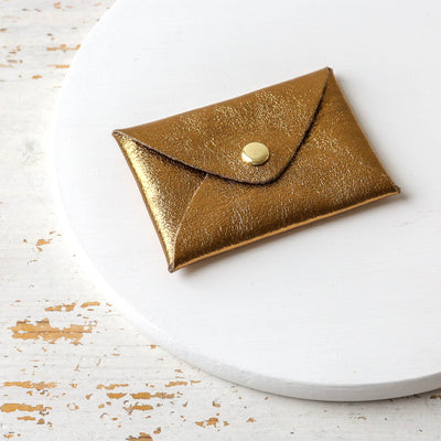 Metallic Leather Envelope Mini Purse