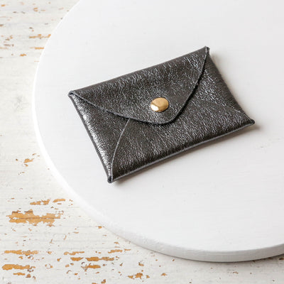 Metallic Leather Envelope Mini Purse