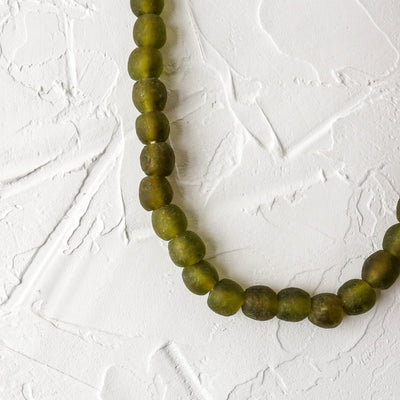 Recycled Glass Beads - 14mm Olive Green