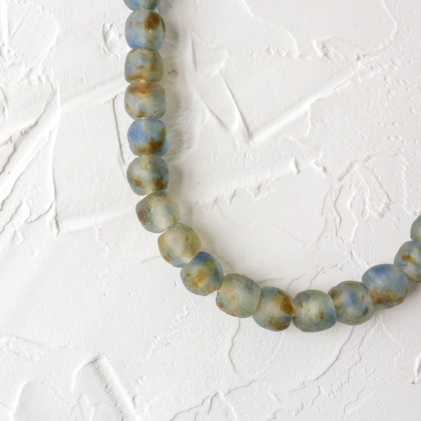 Recycled Glass Beads - 14mm Blue and Brown Swirl