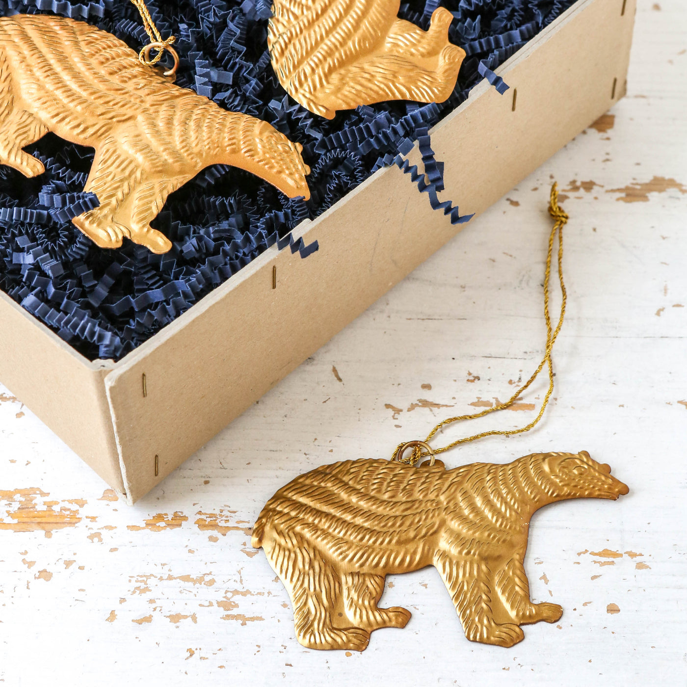 Polar Bear Decoration - Pressed Antique Brass