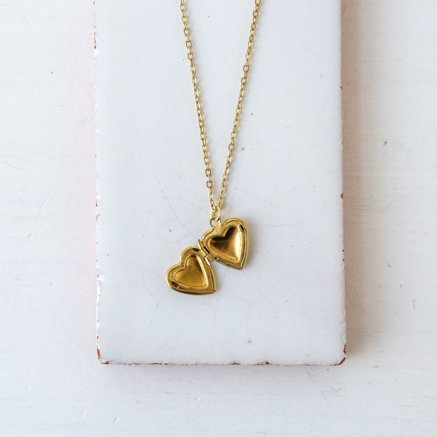 Vintage Style Plain Brass Heart Locket