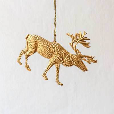 Reindeer Decoration - Pressed Antique Brass