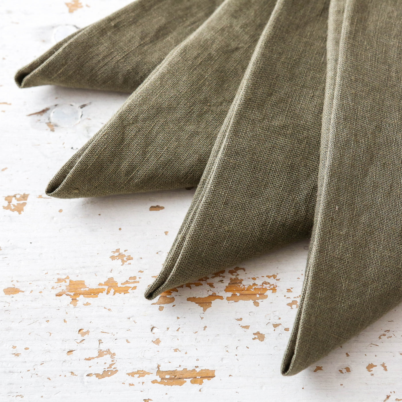 Set of Four Washed Linen Napkins - Khaki