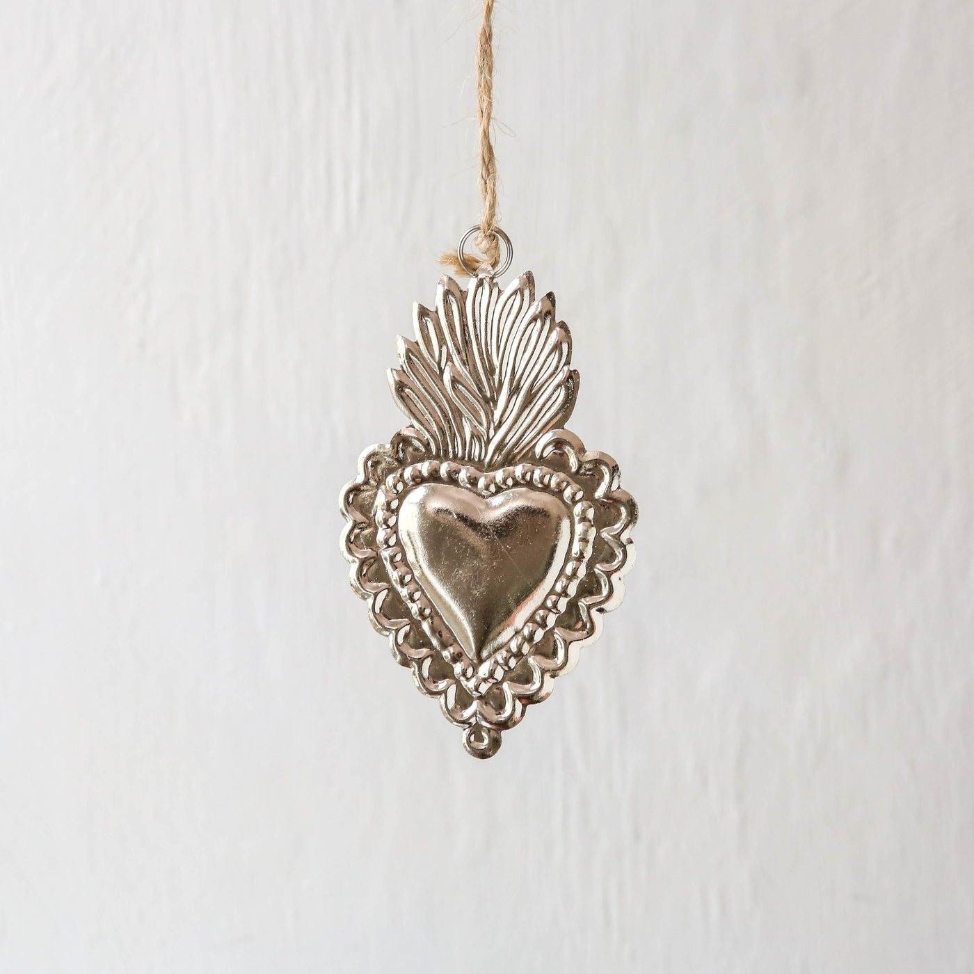 Sacred Heart Decoration - Antique Silver
