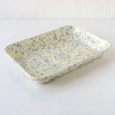 Splatterware Enamel Small Roasting Tray - Sky Blue