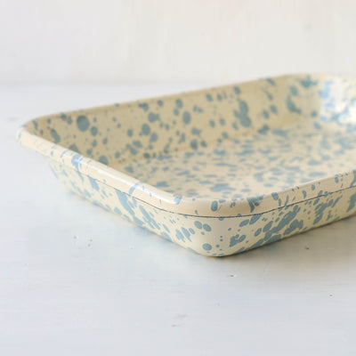 Splatterware Enamel Small Roasting Tray - Sky Blue
