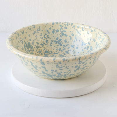 Splatterware Enamel Serving Bowl - Sky Blue