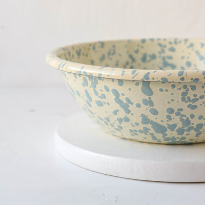 Splatterware Enamel Serving Bowl - Sky Blue