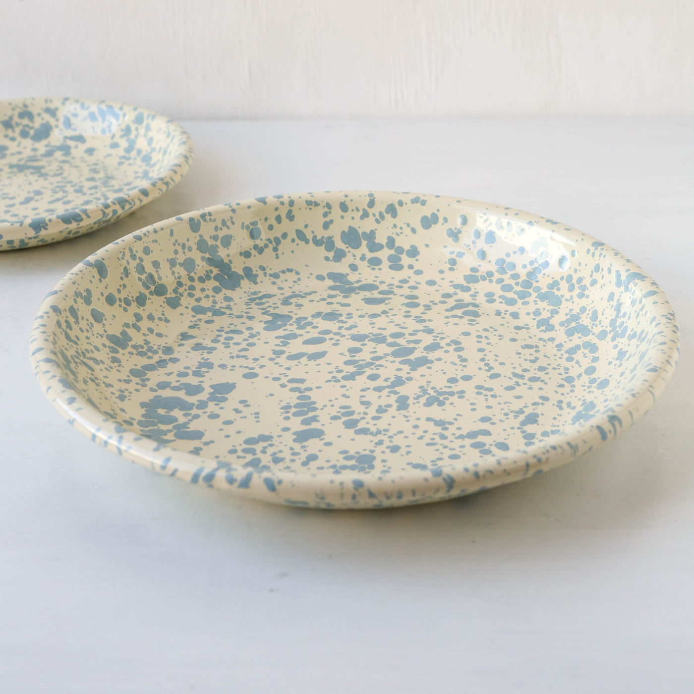 Splatterware Enamel Pasta Plate - Sky Blue