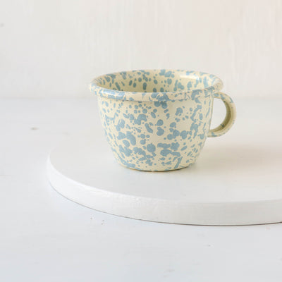 Splatterware Enamel Tea or Hot Chocolate Cup - Sky Blue