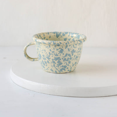 Splatterware Enamel Tea or Hot Chocolate Cup - Sky Blue