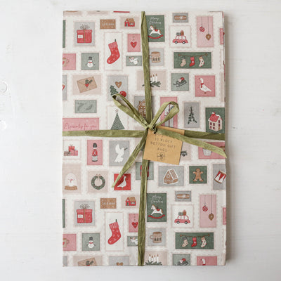 Pack of 10 Christmas Stamp Design Gift Bags - Large