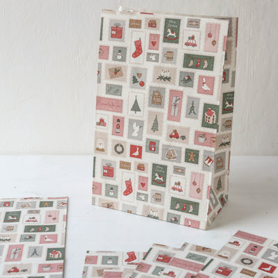 Pack of 10 Christmas Stamp Design Gift Bags - Large
