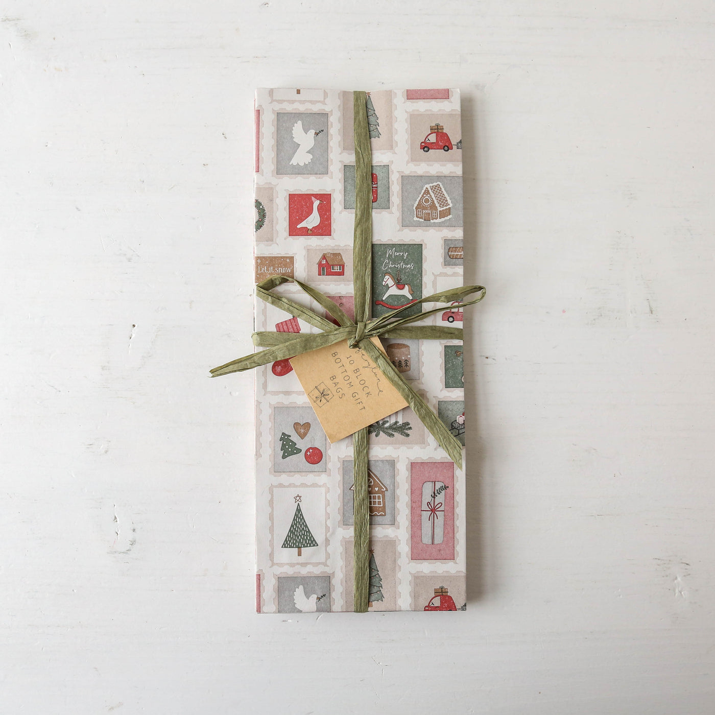 Pack of 10 Christmas Stamp Design Gift Bags - Small