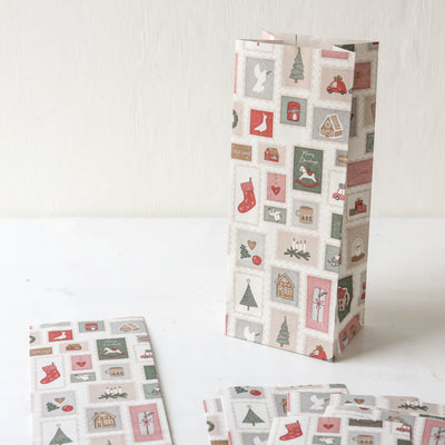Pack of 10 Christmas Stamp Design Gift Bags - Small